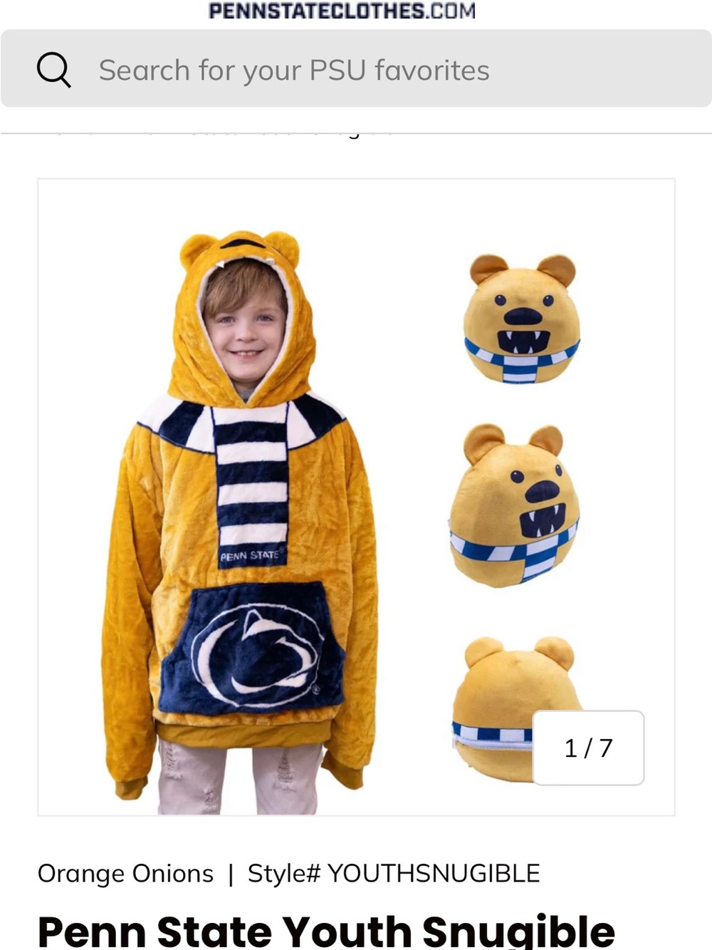 Penn State Youth Snugible Hoodie - Gold & Navy